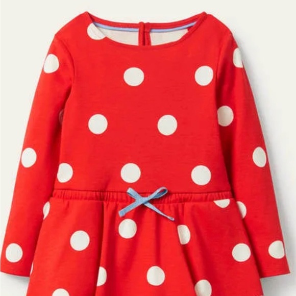 Mini Boden Other - Mini Boden Red Sweatshirt Dress • Spotty Skater Dress